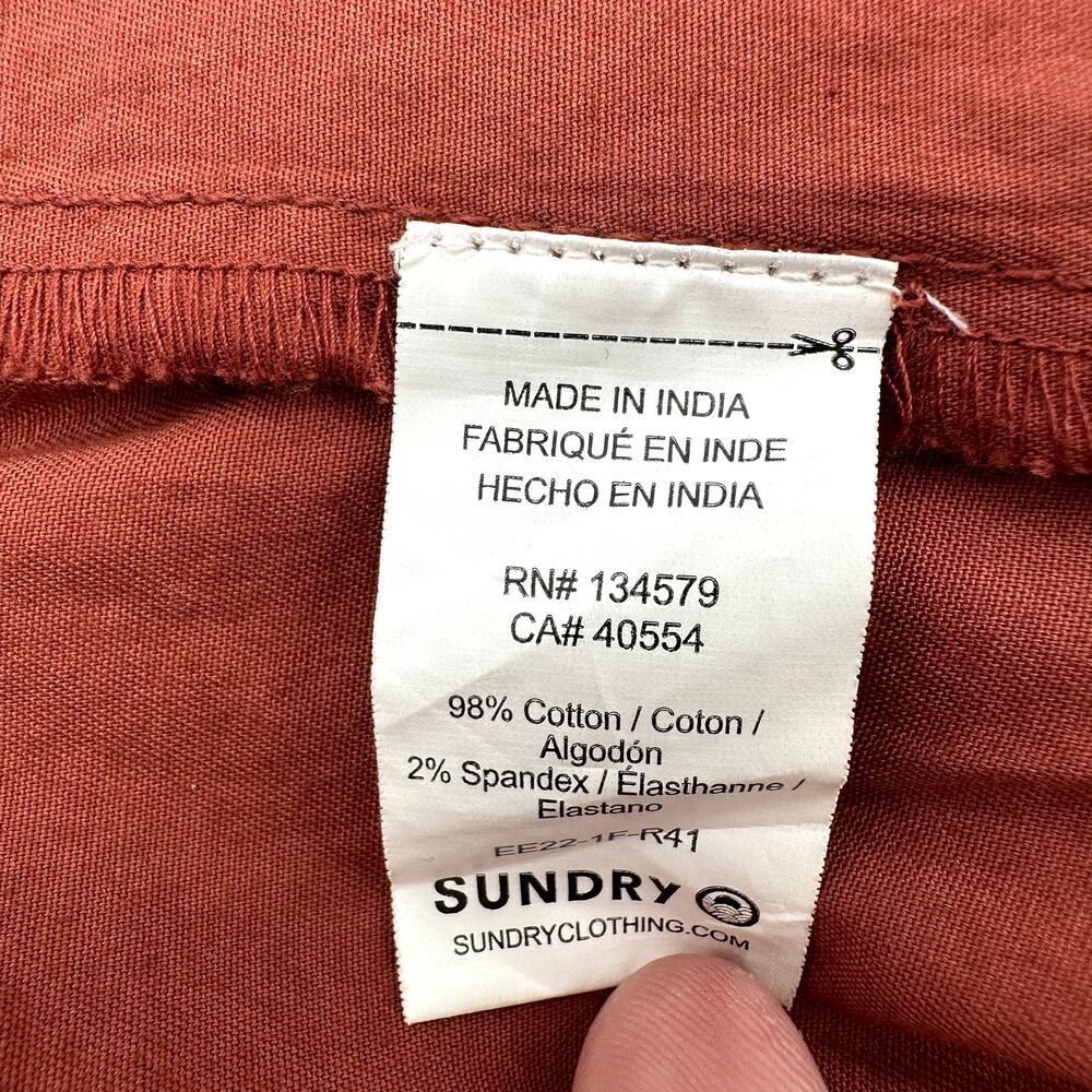 SUNDRY NWT Evereve Casual Sunday Skirt with Pockets & Drawcord in Brick // Small - Picture 7 of 8